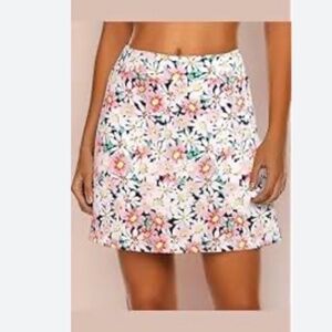 Ekouaer Women Skort Jersey Daisy Floral Print Pink White Stretch Sz M